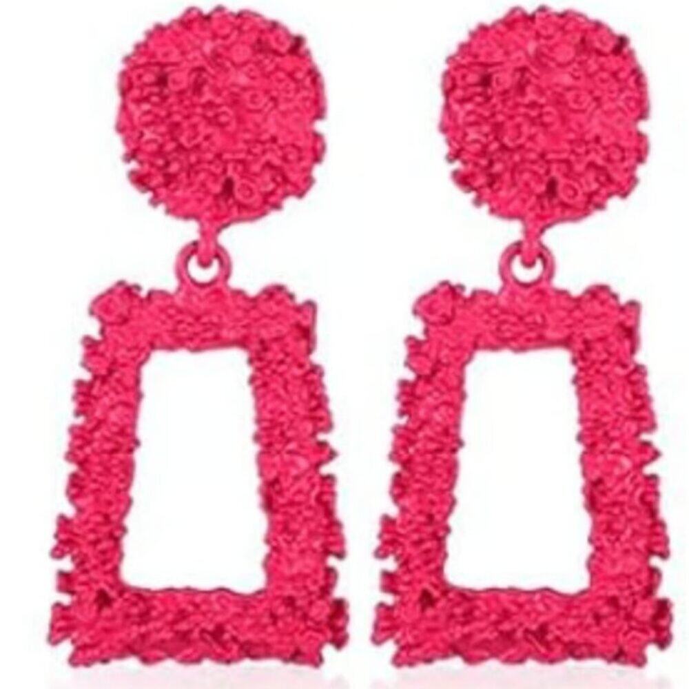 Textured Metal Drop Earrings